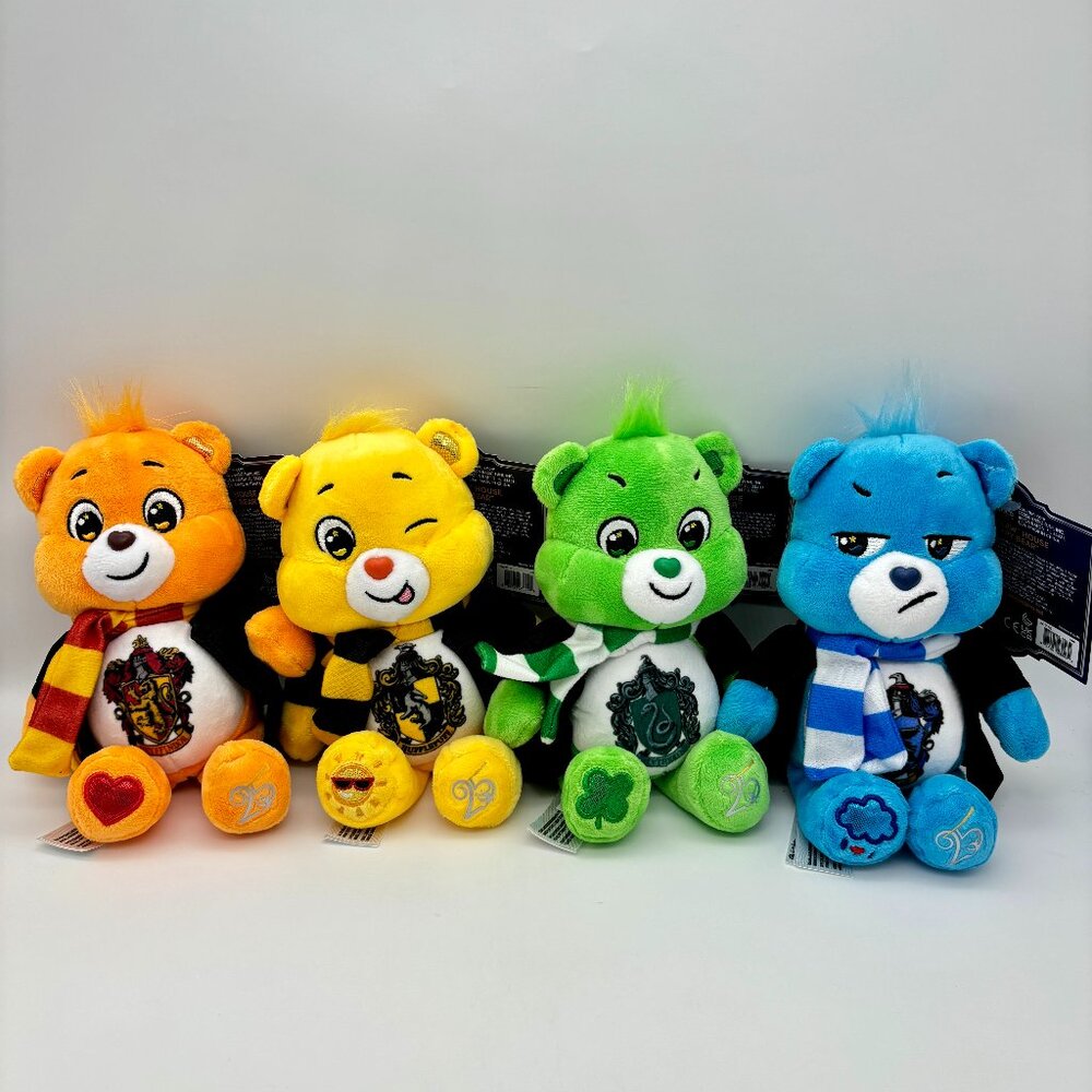 Harry Potter x Care Bears 8" Fun Size Plush Set, Grumpy Gryffindor Slytherin NWT